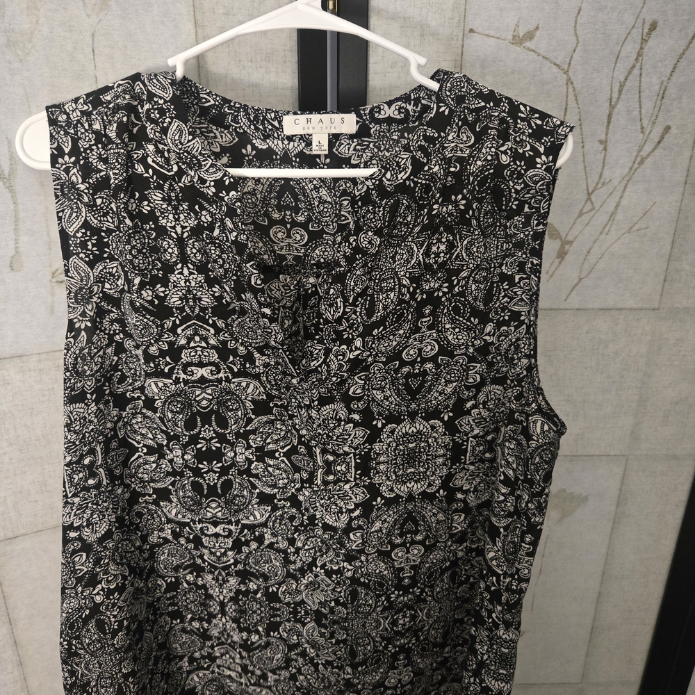 Chaus Paisley Black and White Blouse